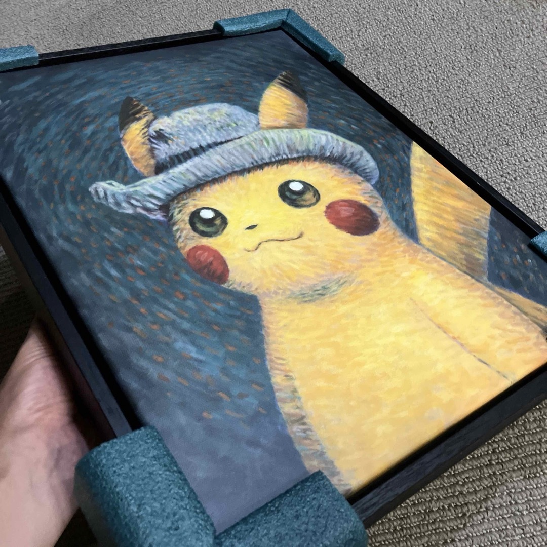 ☆正規品☆黒木枠 ゴッホ ピカチュウ キャンバスアート Sサイズ ゴッホ
