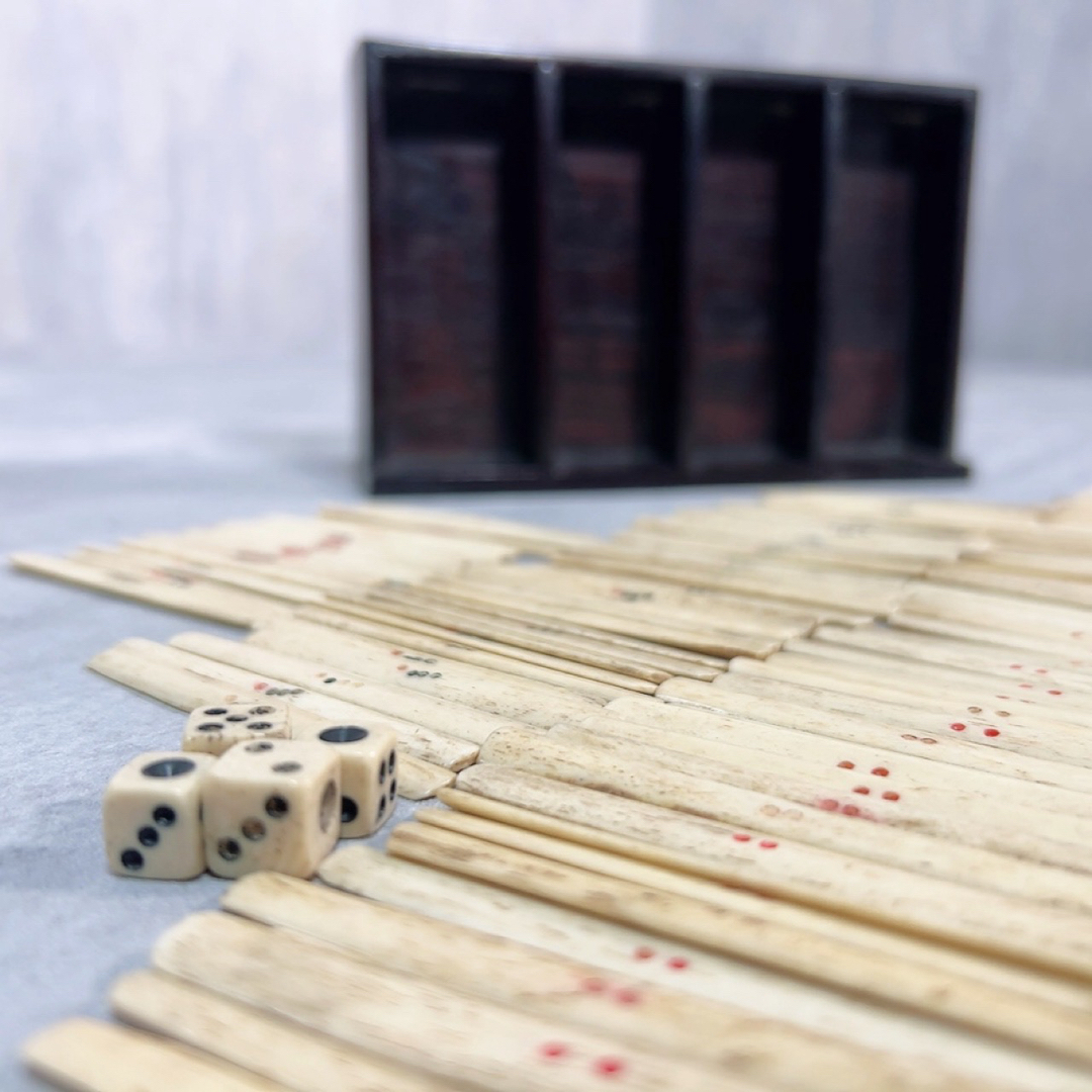 麻雀牌 木箱 レトロ 当時もの アンティーク 貴重】麻雀 中国美術 麻雀