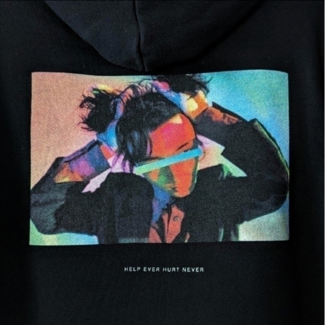 藤井風 HEHN カラフルグラフィック ブラックフード付きパーカー 藤井風