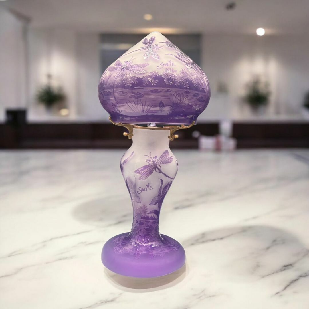 ◇証明書付◇Emile Galleエミールガレ ランプ 高さ36cm カメオ彫り