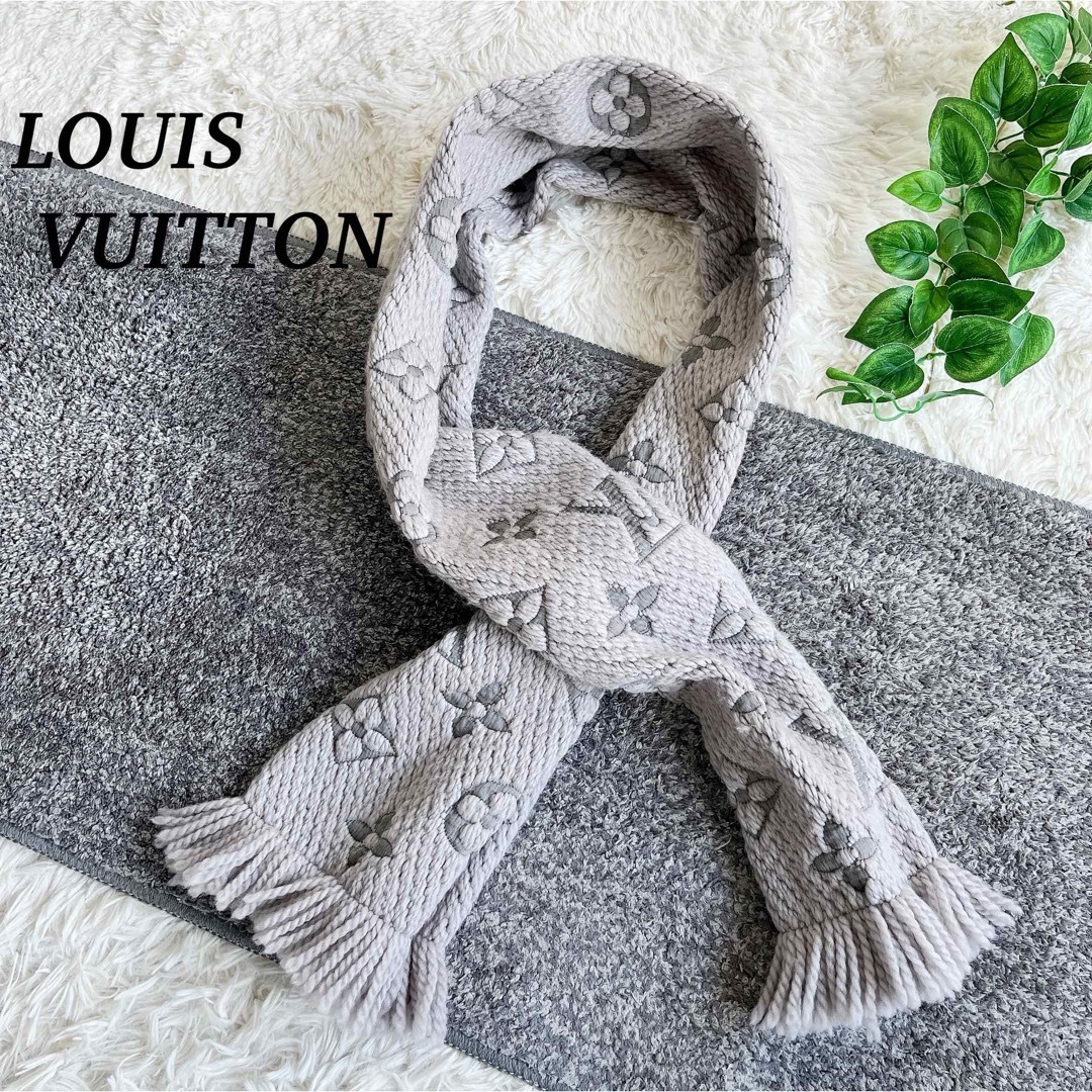 LOUIS VUITTON ロゴマニアグレー マフラー