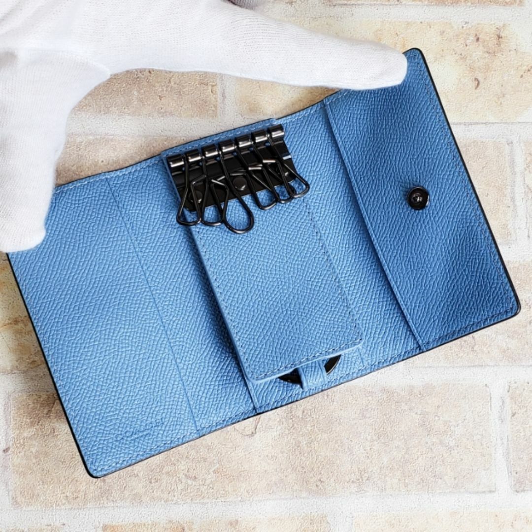COACH - 美品 コーチ ☆ レザー キーケース 6リング 三つ折り ブルー