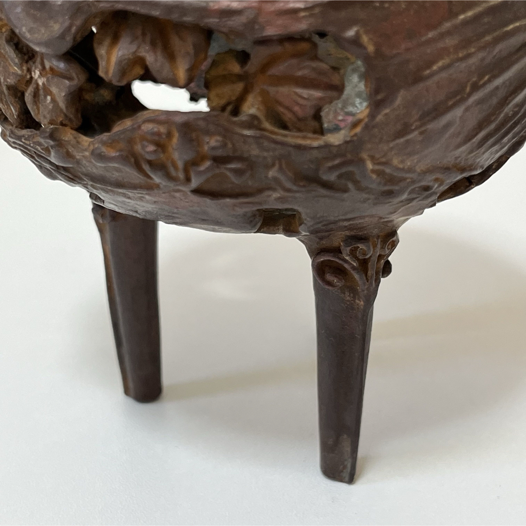 骨董 昭和 ビンテージ レトロ 高岡銅器 透し鳳凰 香炉 縁起物 風水