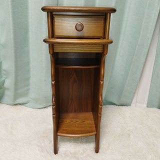 送料込】カリモク 電話台 昭和レトロ アンティーク オールドカリモク