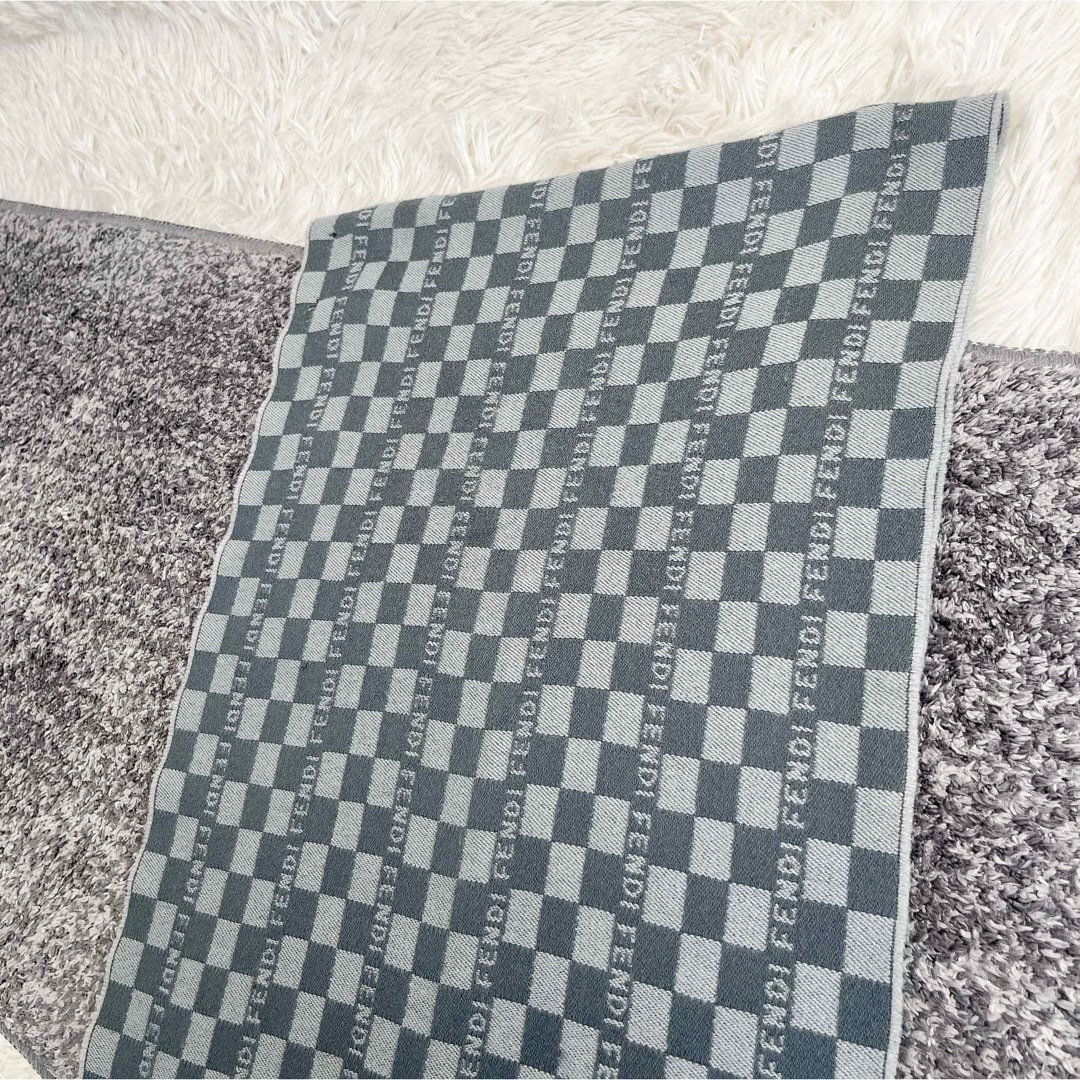 FENDI - イタリア製 フェンディ マフラー チェック柄 ロゴ入り