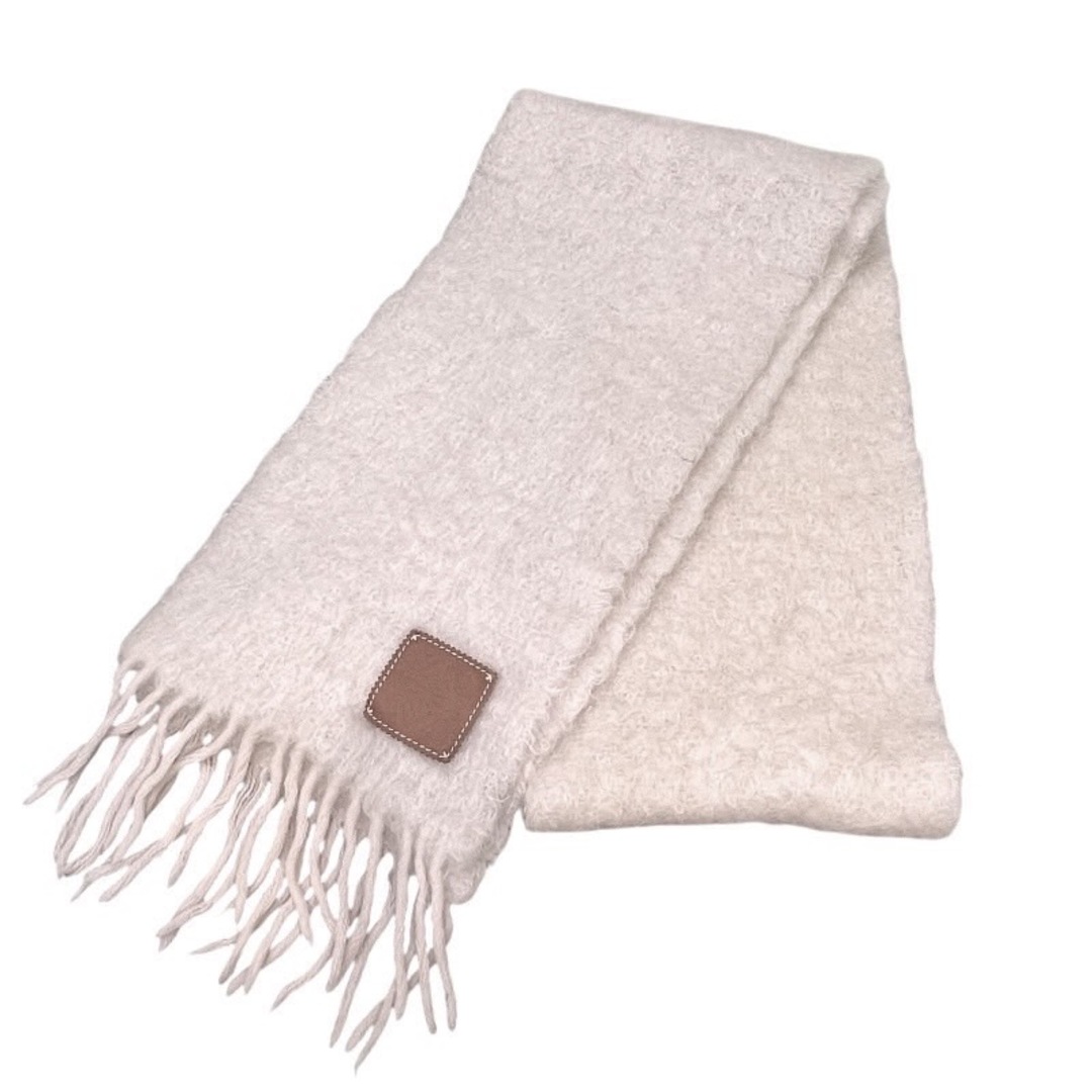 ロエベ LOEWE モヘヤ マフラー アイボリー モヘア ウール レディース