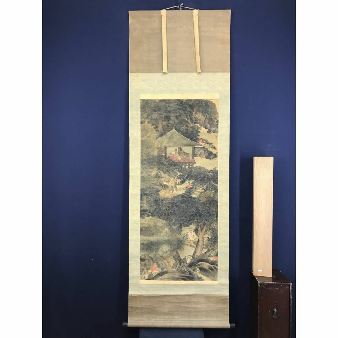 真作/谷文晁/蘭亭曲水図/山水人物図/山水図/掛軸☆宝船☆AH-548の通販