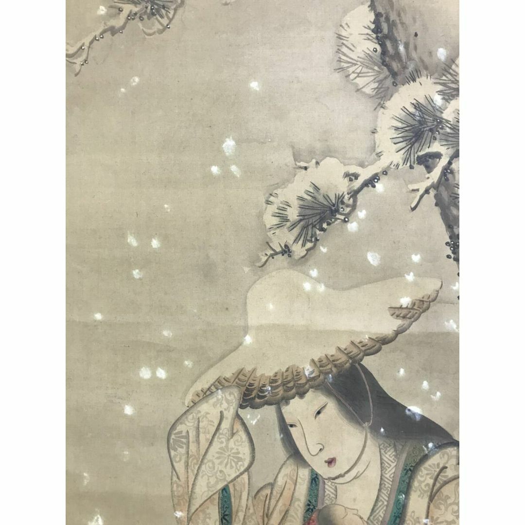 模写/長沢蘆雪/長沢芦雪/常盤御前雪之図/人物図/掛軸☆宝船☆AH-643