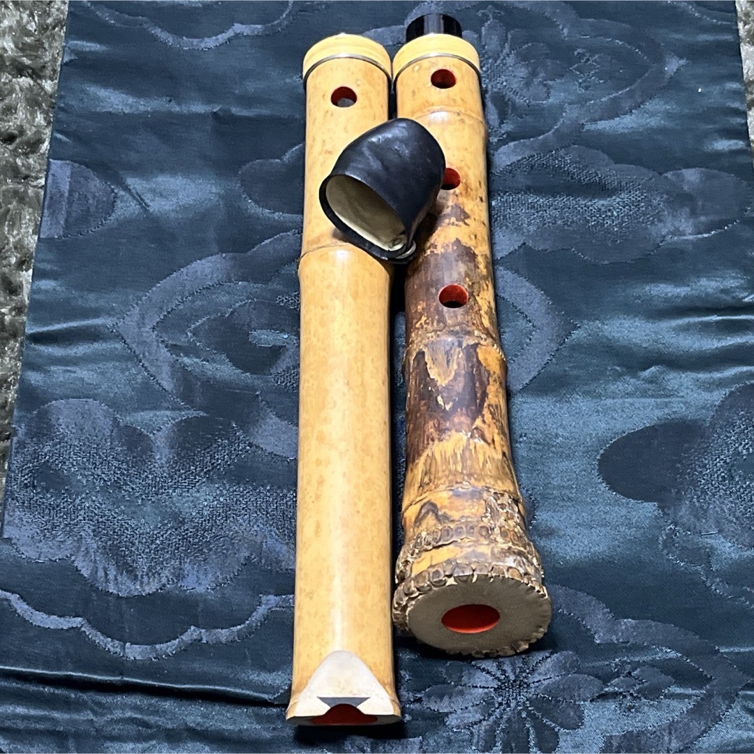 尺八 1尺8寸管 銘「直水」中継ぎ銀3線籐巻き