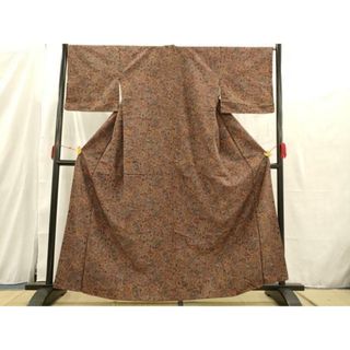 正絹小紋ペイズリー柄茶色系スモールサイズ袷