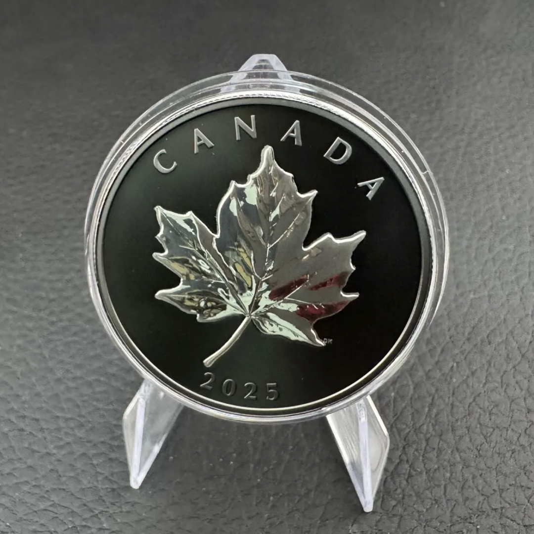 ☆2025年▫カナダ20ドル銀貨メイプルリーフ٠ブラックロジウムメッキ艶