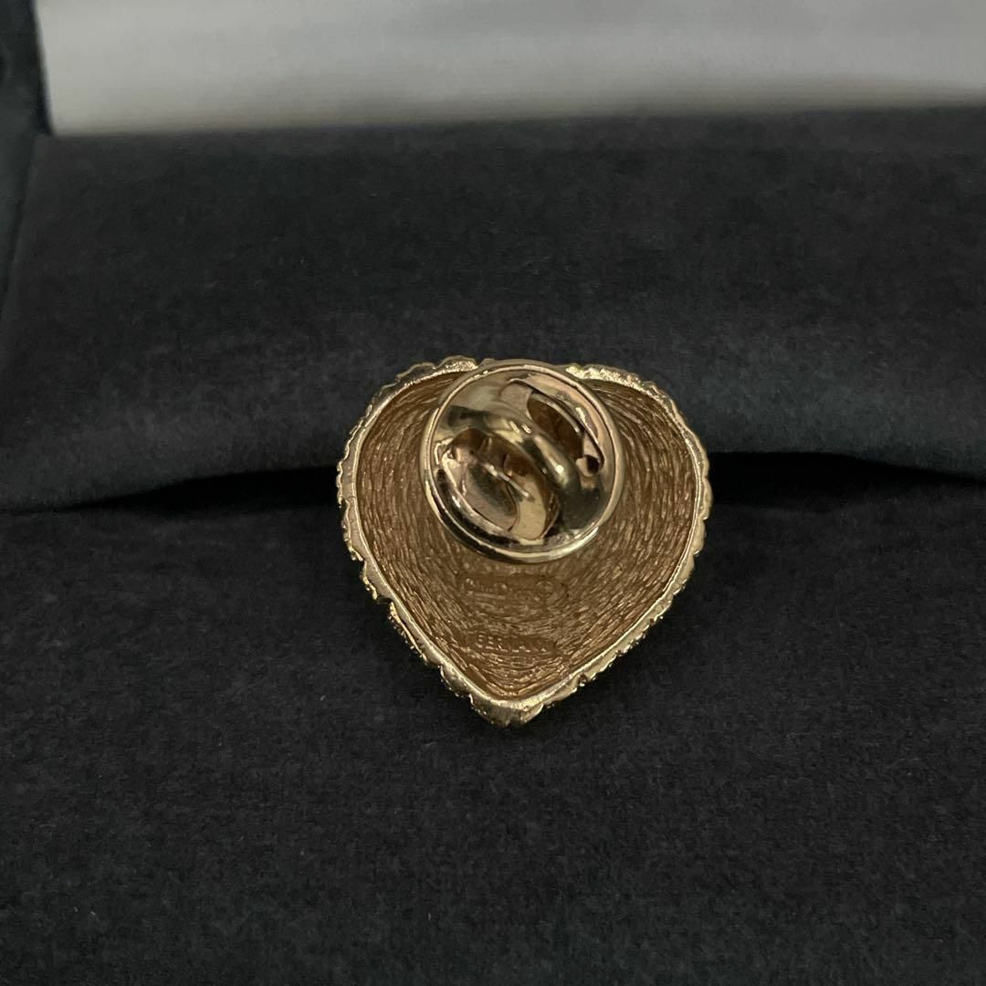 ヴィンテージ クリスチャンディオール ハート型金色ブローチ