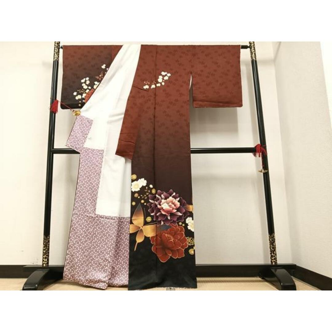 正絹訪問着手描き花蝶文暈し染め⑨( 留袖、紬、袋帯などども出品)