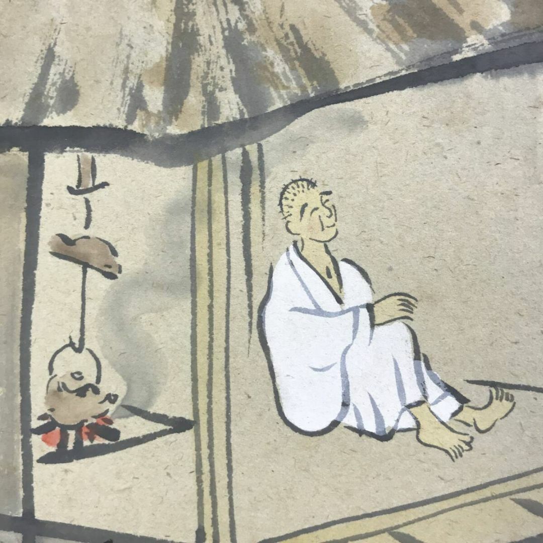 真作】掛軸 松野自得 五月幟図 端午の節句情景 俳句とともに描く S199