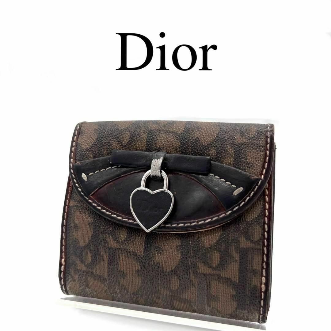 希少 Christian Dior ディオール 折り財布 トロッター ハート