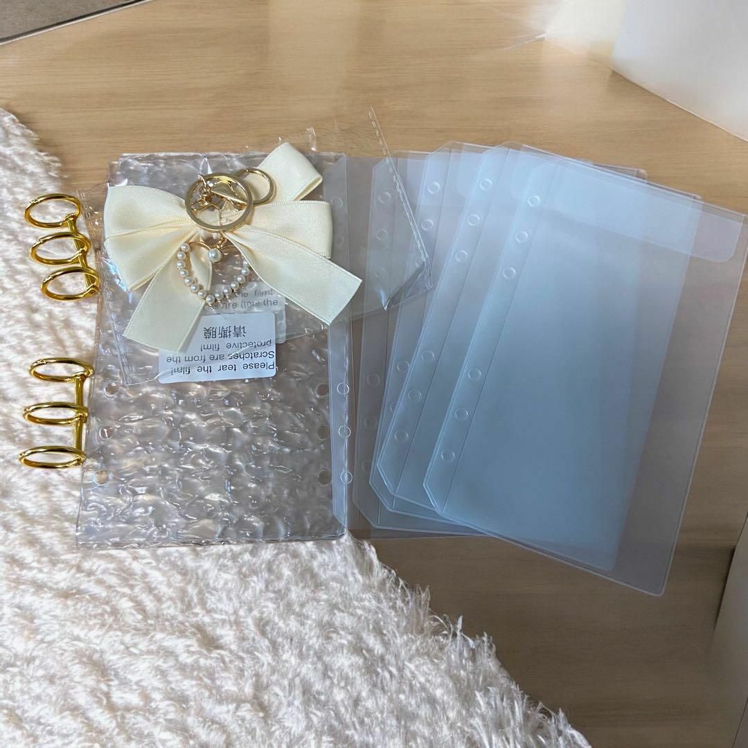 韓国 アクリルバインダー A6 推し活 バインダー貯金 リボンチャーム