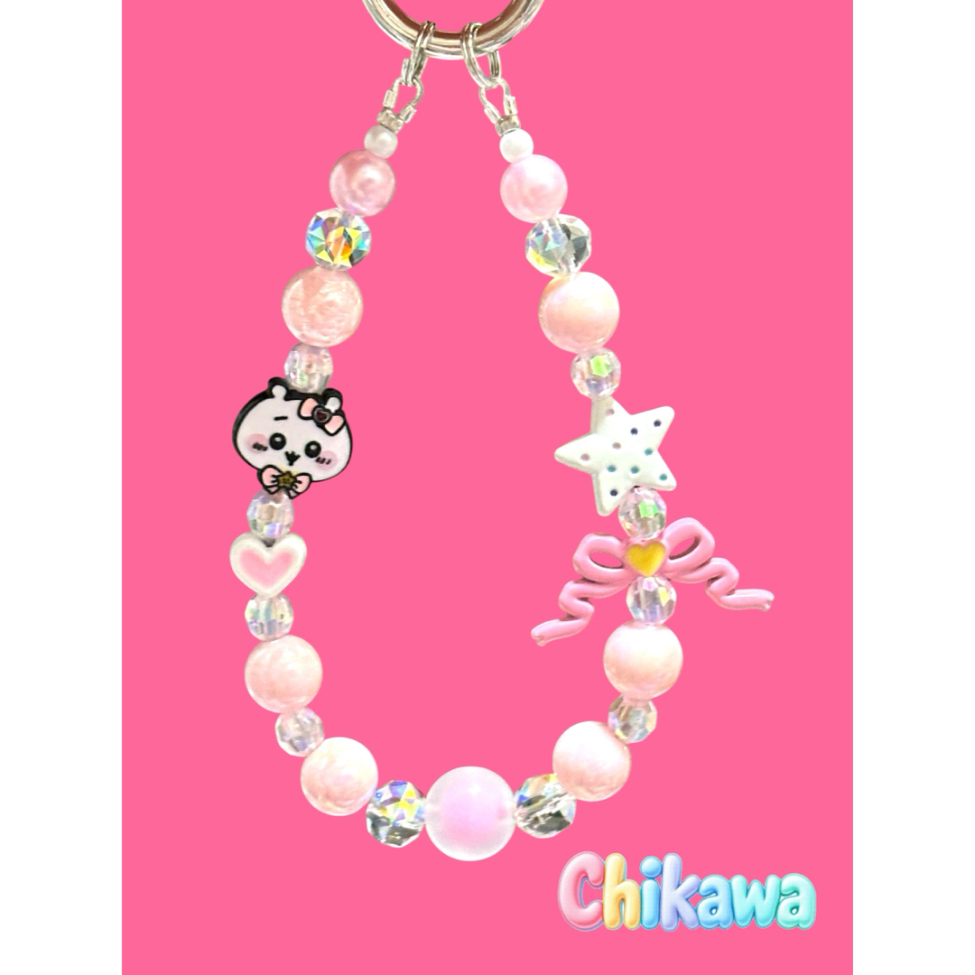 ちいかわ - ちいかわちゃん 金属ビーズ＆ガラスビーズ ストラップ