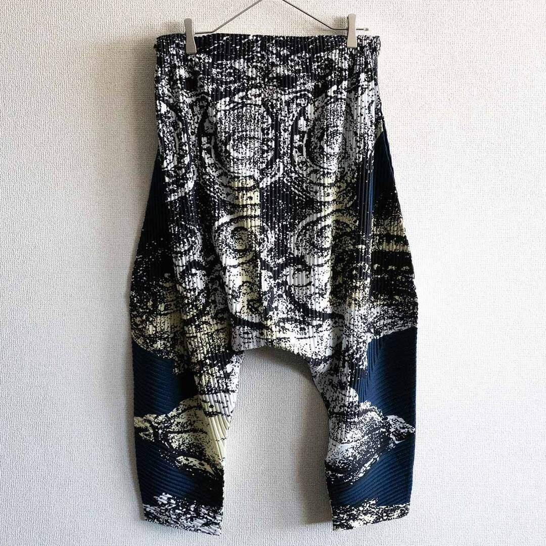 希少】オムプリッセ イッセイミヤケ プリーツサルエルパンツ ブルー