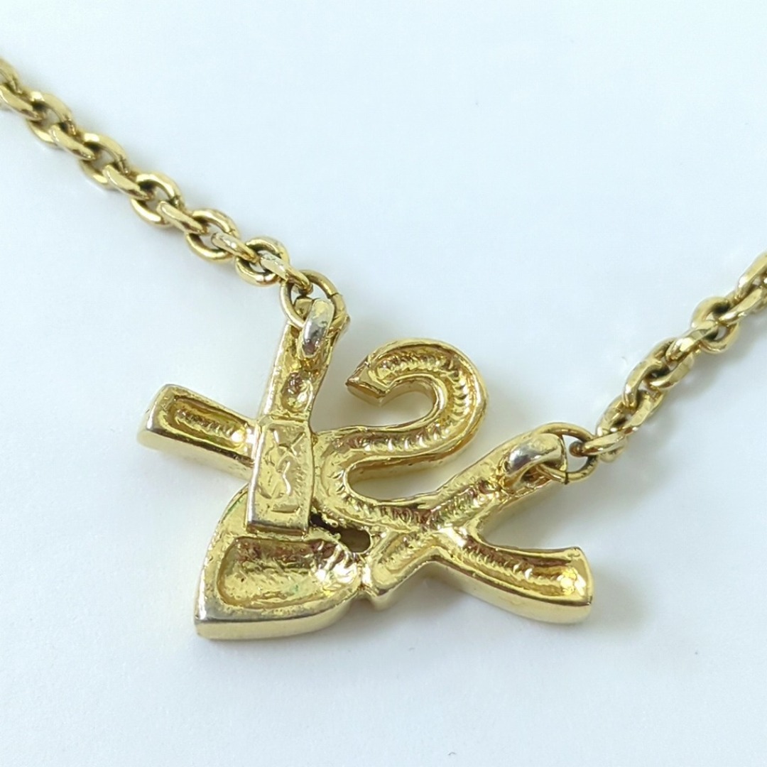YSL イヴサンローラン ロゴネックレス ハート ラインストーン ゴールド