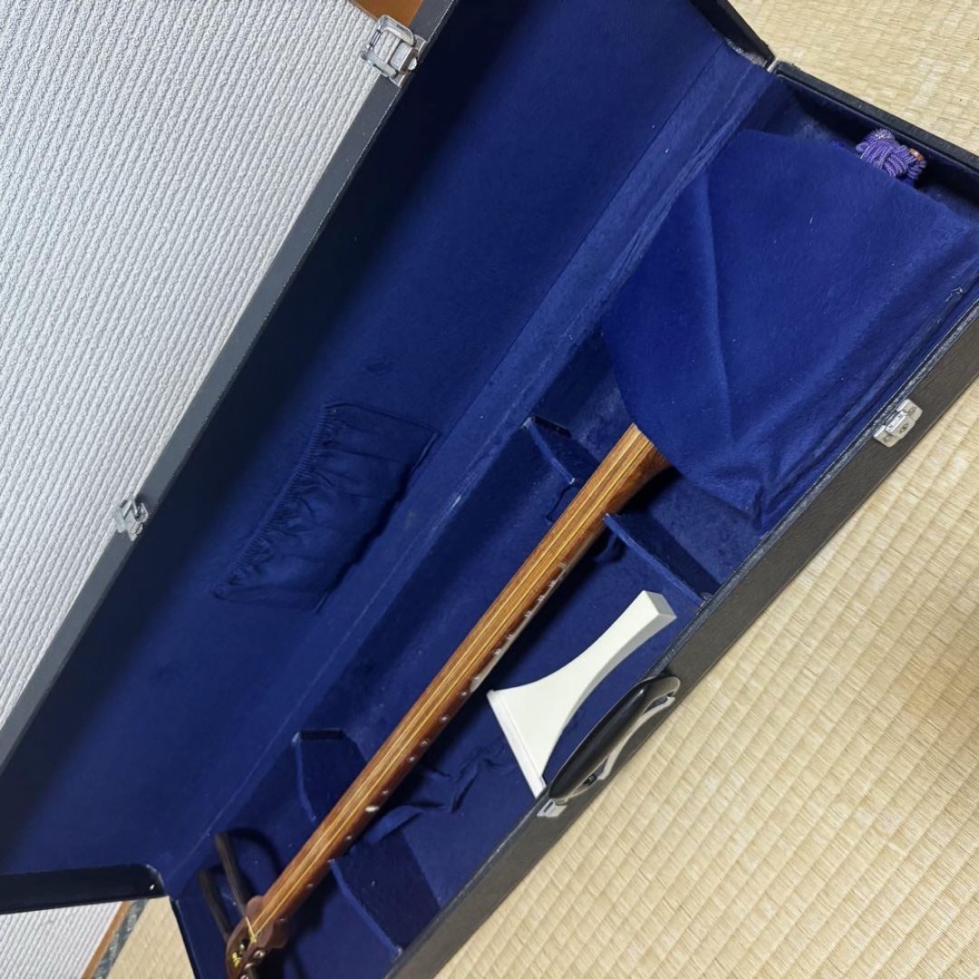 三味線 撥 ケース 3点セット 中棹 花梨 東さわり 破れ有り 初心者 入門