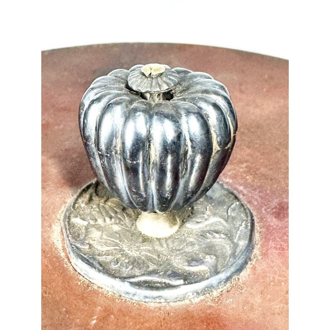 龍文堂 昭和二年秋造 弦裏純銀張り 純銀摘蓋鉄瓶 純銀摘 共箱 配送 WWST079