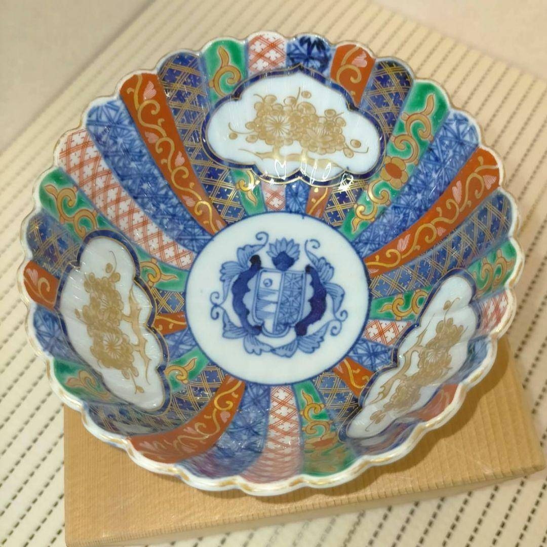 大聖寺伊万里 菊形色絵染錦 向付 古伊万里 骨董 角福 金襴手