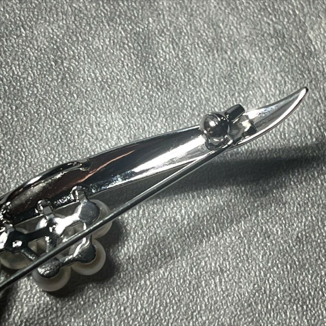 高級5粒 4mm MIKIMOTO ミキモト ブローチ あこや真珠 silver