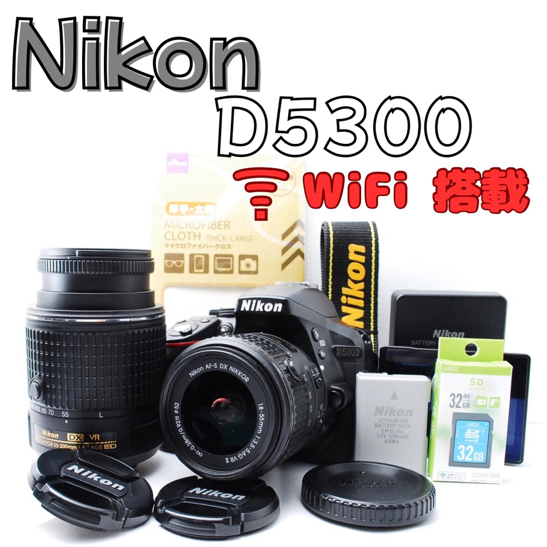 Nikon D5300☆Wi-Fi搭載◎ 初心者 ダブルレンズ ショット数少