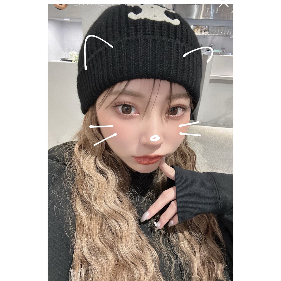 CELINE ニット帽 黒 セリーヌ ビーニー ユニセックス CELINE セリーヌ