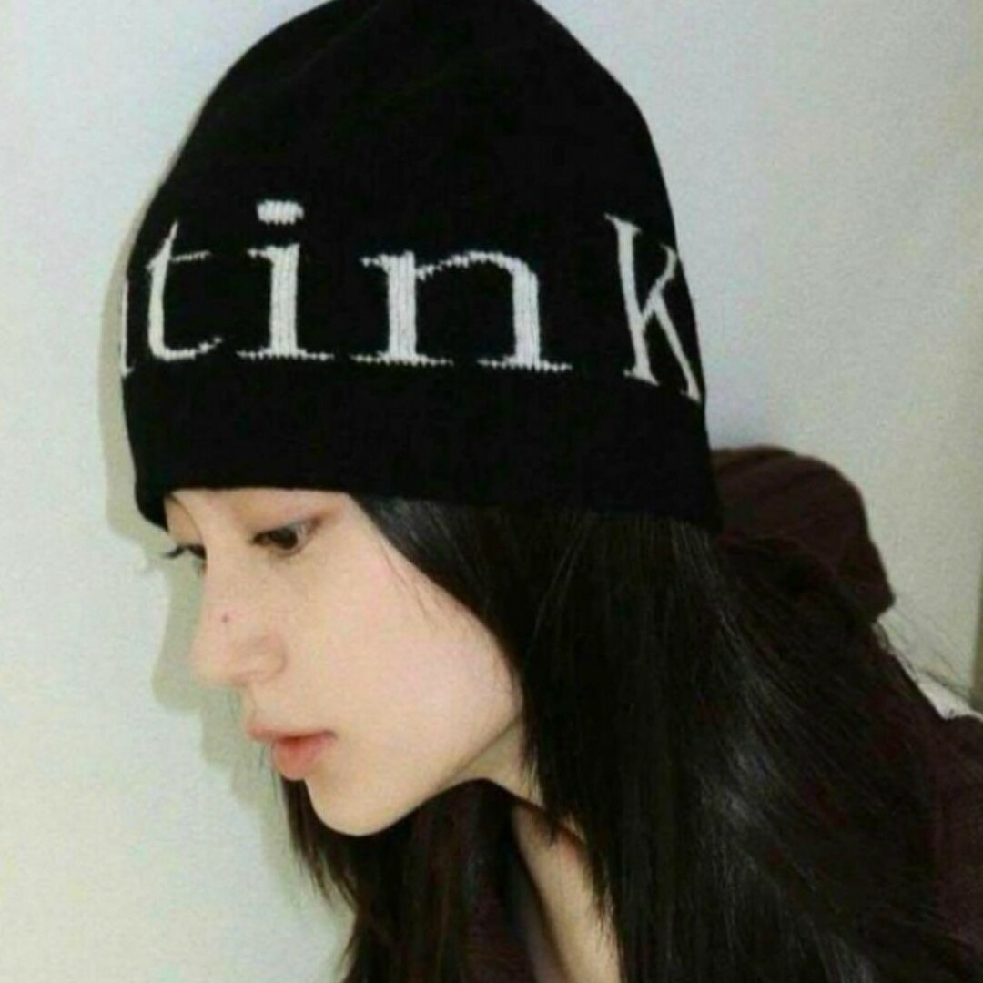 Matin Kim マーティンキム ロゴ入 ニット帽 ビーニー ブラック