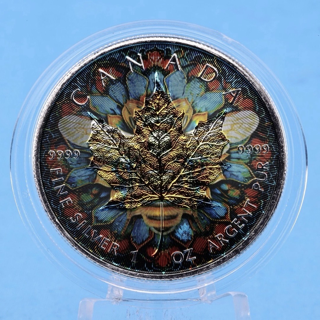 メイプルリーフ 銀貨 カラー マンダラビー 曼荼羅狼蜂 1オンス 1oz