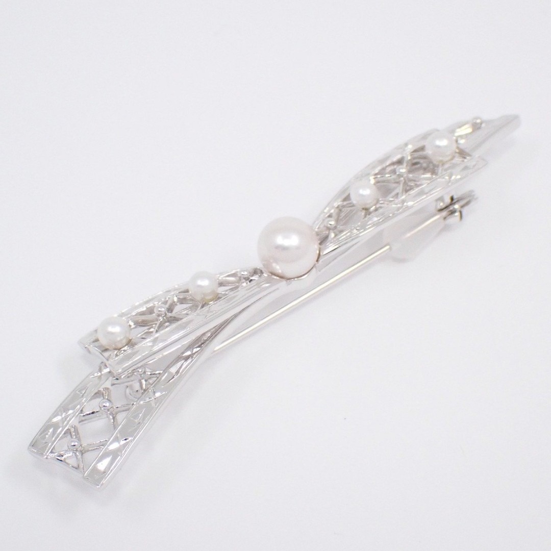ミキモト ブローチ パール ダイヤモンド リボンモチーフ ミキモト