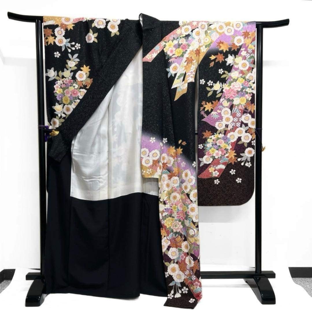 振袖 金駒刺繍 金通し 金彩 熨斗 八重桜 牡丹 成人式 着物 101b d