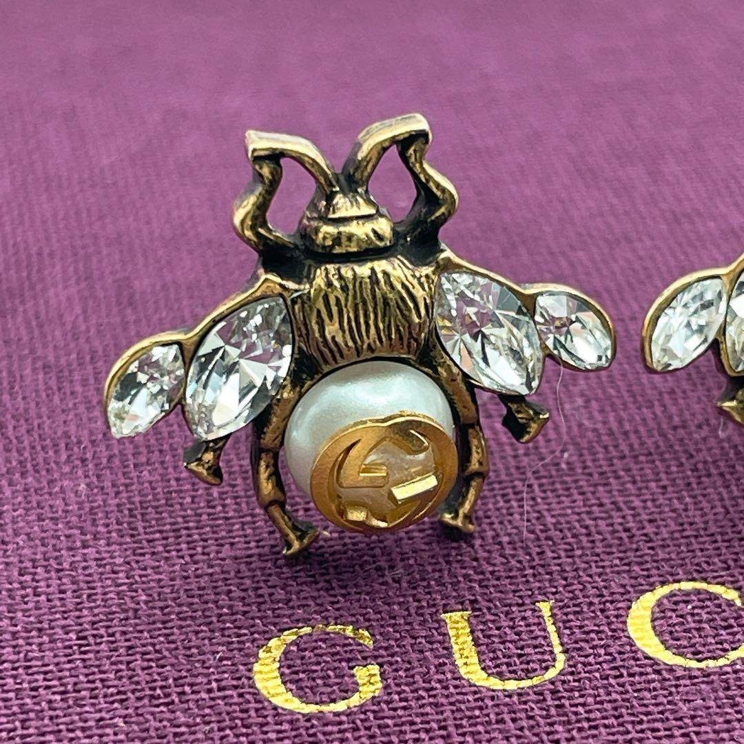 GUCCI - GUCCI ピアス ビー ハチ インターロッキング パール ストーン