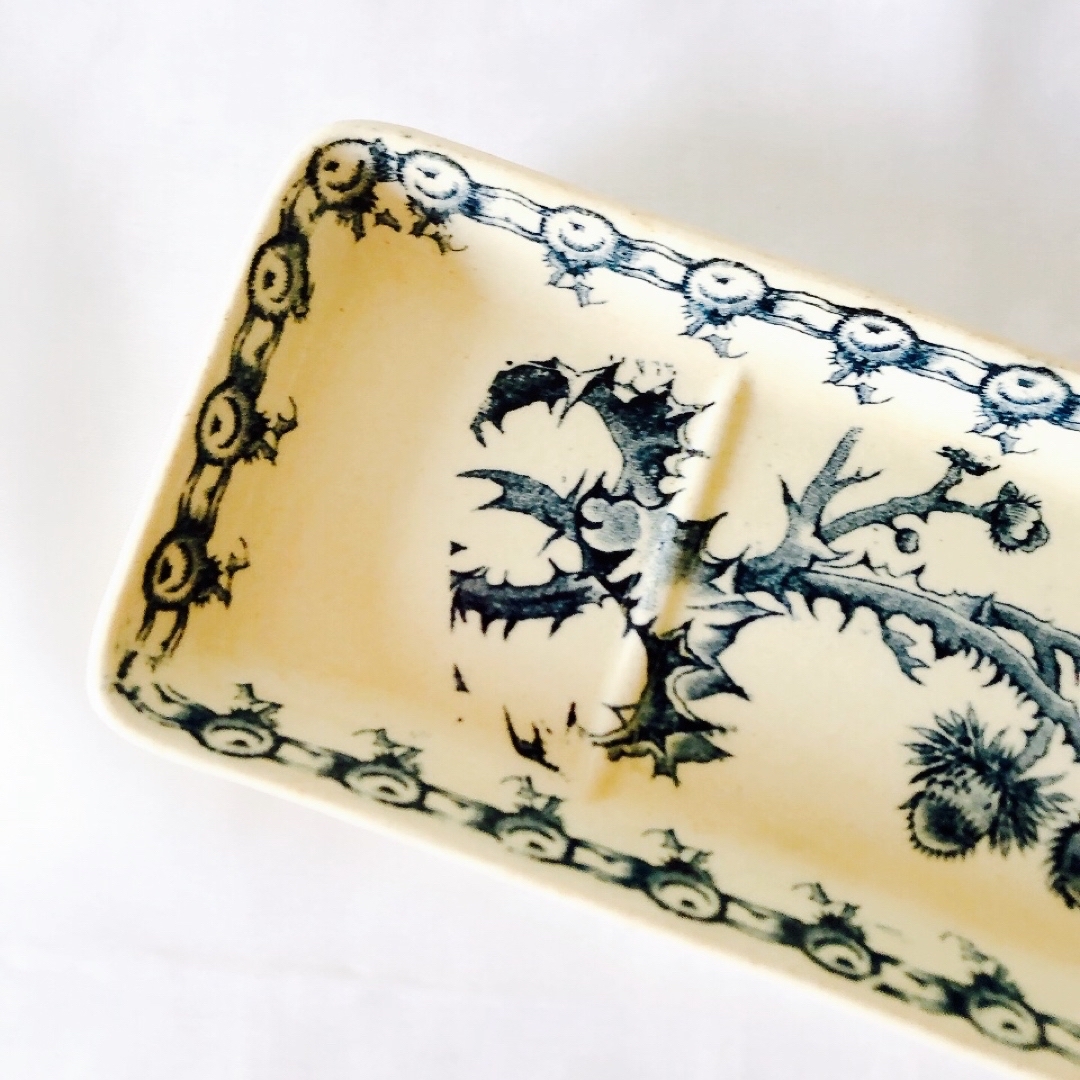 ジアン CACTUS サボテン トゥースディッシュ ブルー アンティーク食器