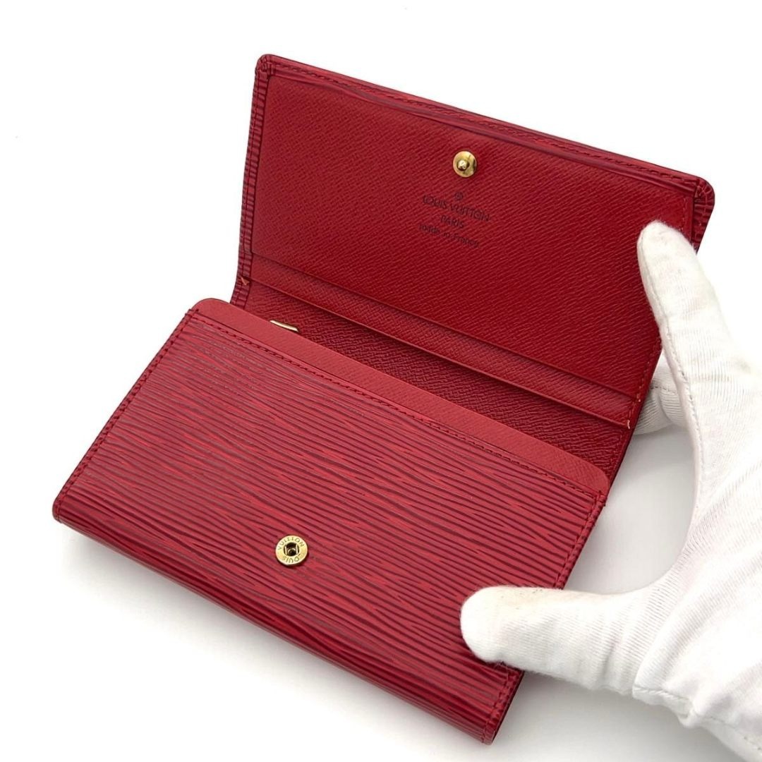 極美品☆ルイヴィトン エピ 二つ折り財布 トレゾール L字ファスナー レッド