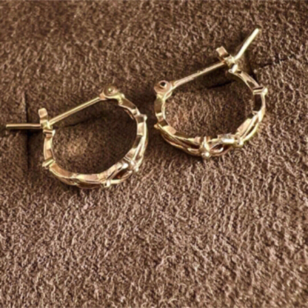 agete アガット 透かしフープピアス YG