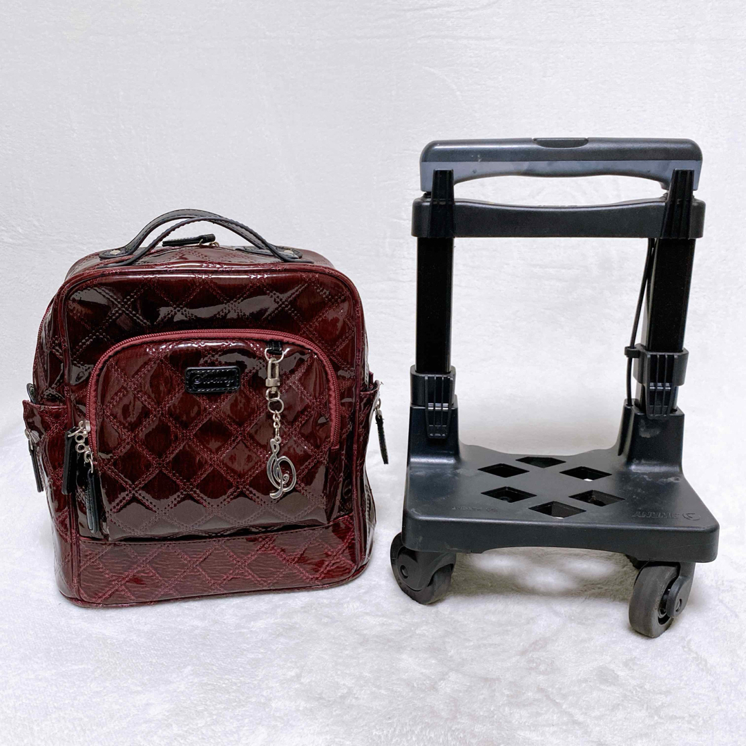 SWANY エマイロ エナメル ショッピングカート ボルドー ストッパー付 4輪