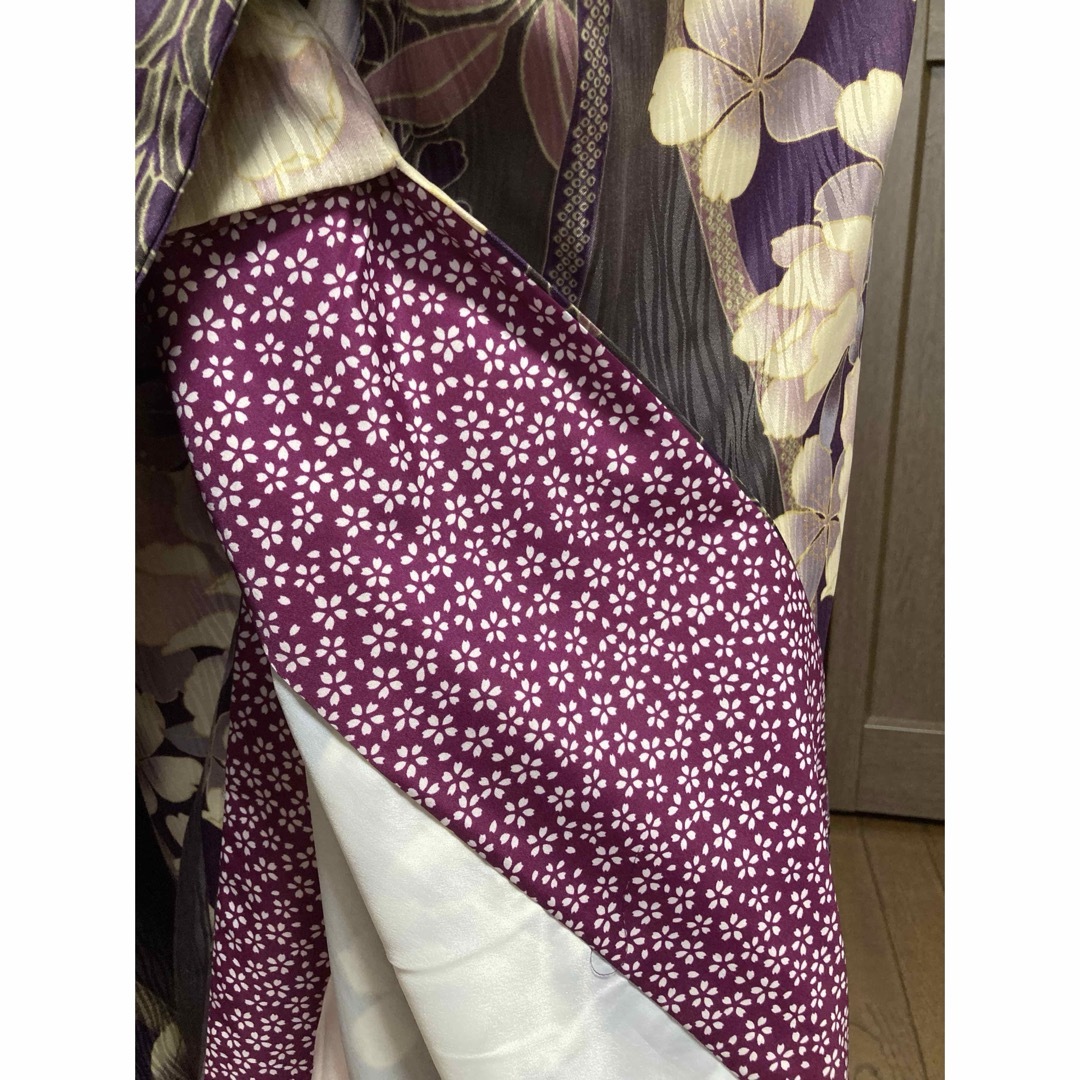 洗える 振袖 ポリエステル H.L グレイッシュパープル 衣紋抜き付長襦袢