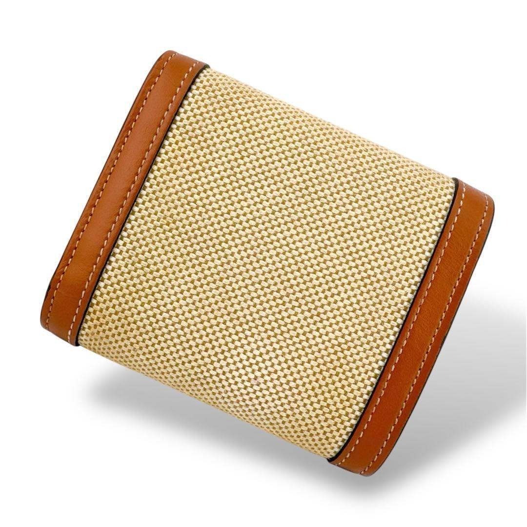 CELINE - セリーヌ レザー キャンバス トリオンフ スモールウォレット