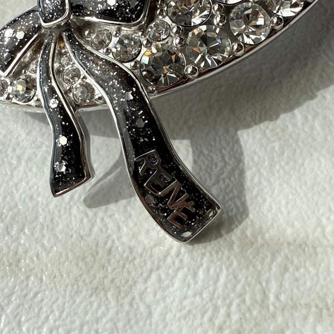 定価4万 Rene 現行品 ハットブローチ スワロフスキー キラキラ 定価4万