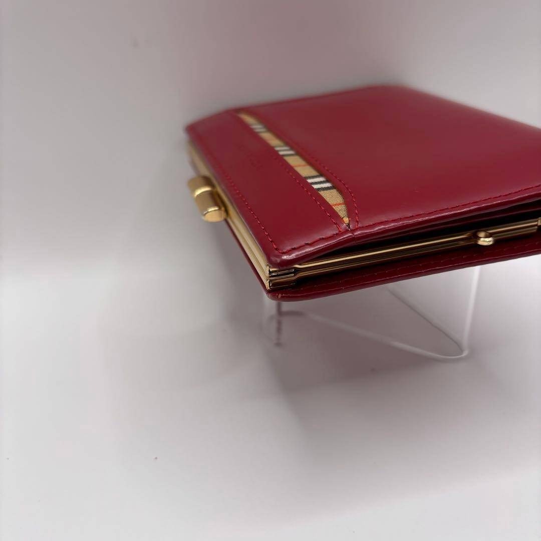 BURBERRY 二つ折り財布 がま口 ノバチェック レッド バーバリー 財布