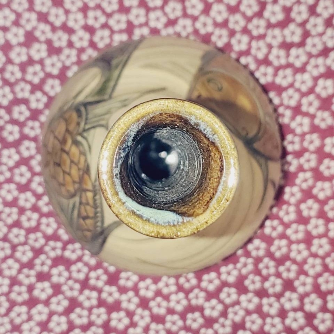 ➂宮城三成 ツル首壺 魚紋 骨董品 人間国宝 金城次郎孫