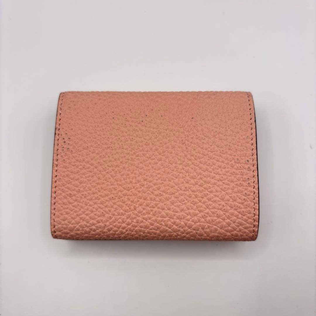 付属品あり BONAVENTURA 三つ折り財布 ピンク クロコ 型押し 財布