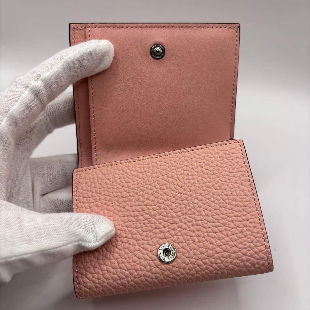 付属品あり BONAVENTURA 三つ折り財布 ピンク クロコ 型押し 財布