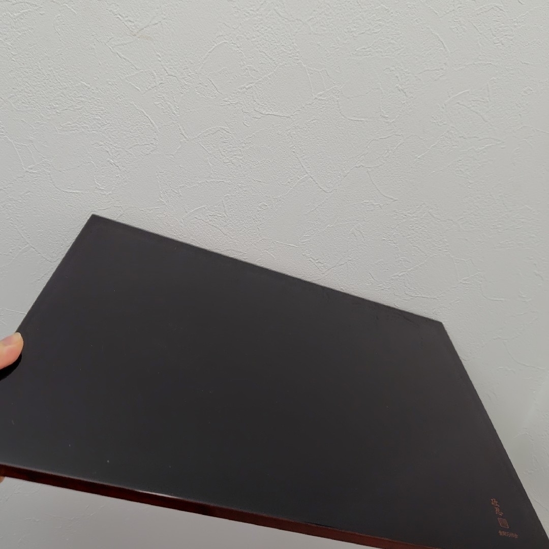 静岡県無形文化財 金剛石目塗 漆器 鳥羽硬忍 折敷 長角皿