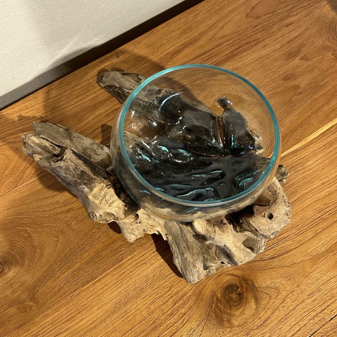 バリ島流木ガラス w26×d18×h11cm 水槽 アクアリウムメダカ水槽807の