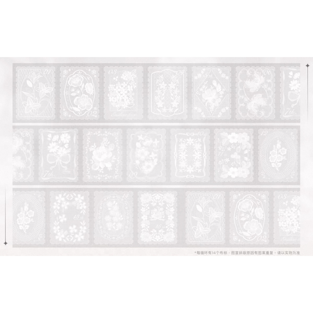 ④☆海外マステ☆ Hoshi奶芙 さん 蕾丝邮票 － 白（PET ダイカット）の