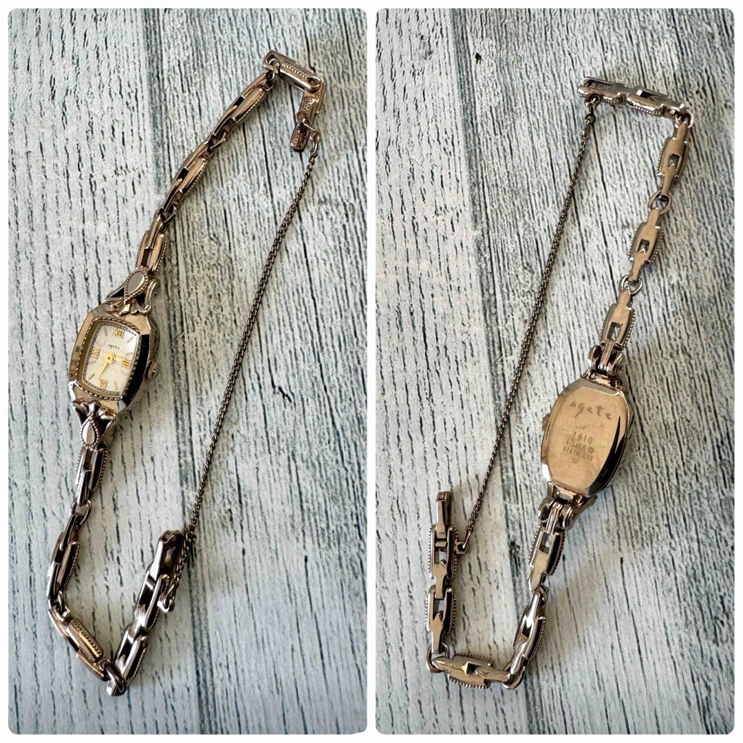 agete - 【電池交換済】agete アガット 腕時計 スクエアフェイス