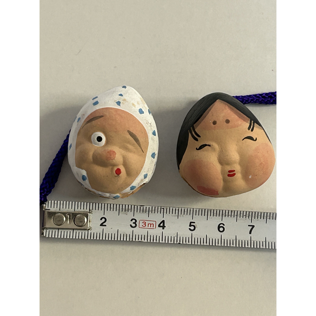 土鈴 ひょっとこ おたふく おかめ ストラップ キーホルダー 昭和レトロ
